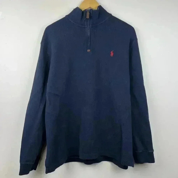 Ralph Lauren Navy Blue Quarter-Zip Pullover Sweatshirt - Picture 1 of 4
